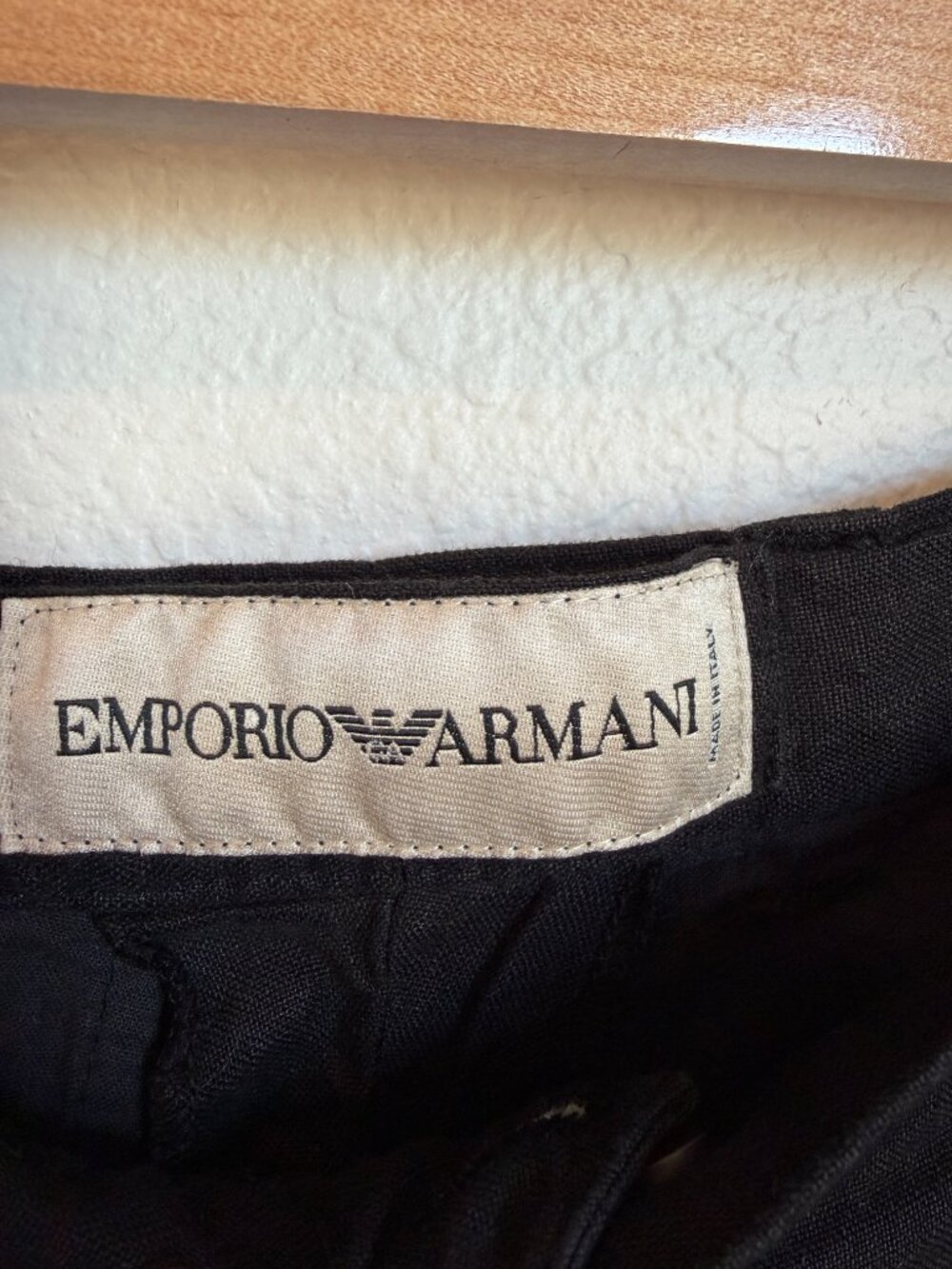 Emporio Armani Black Linen Blend Wide Leg Trousers High Rise Relaxed Fit - Picture 8 of 8
